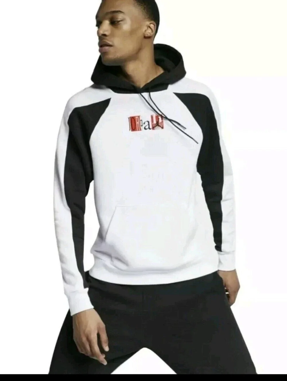 Jordan Men's White & Black Pullover Hoodie_XL